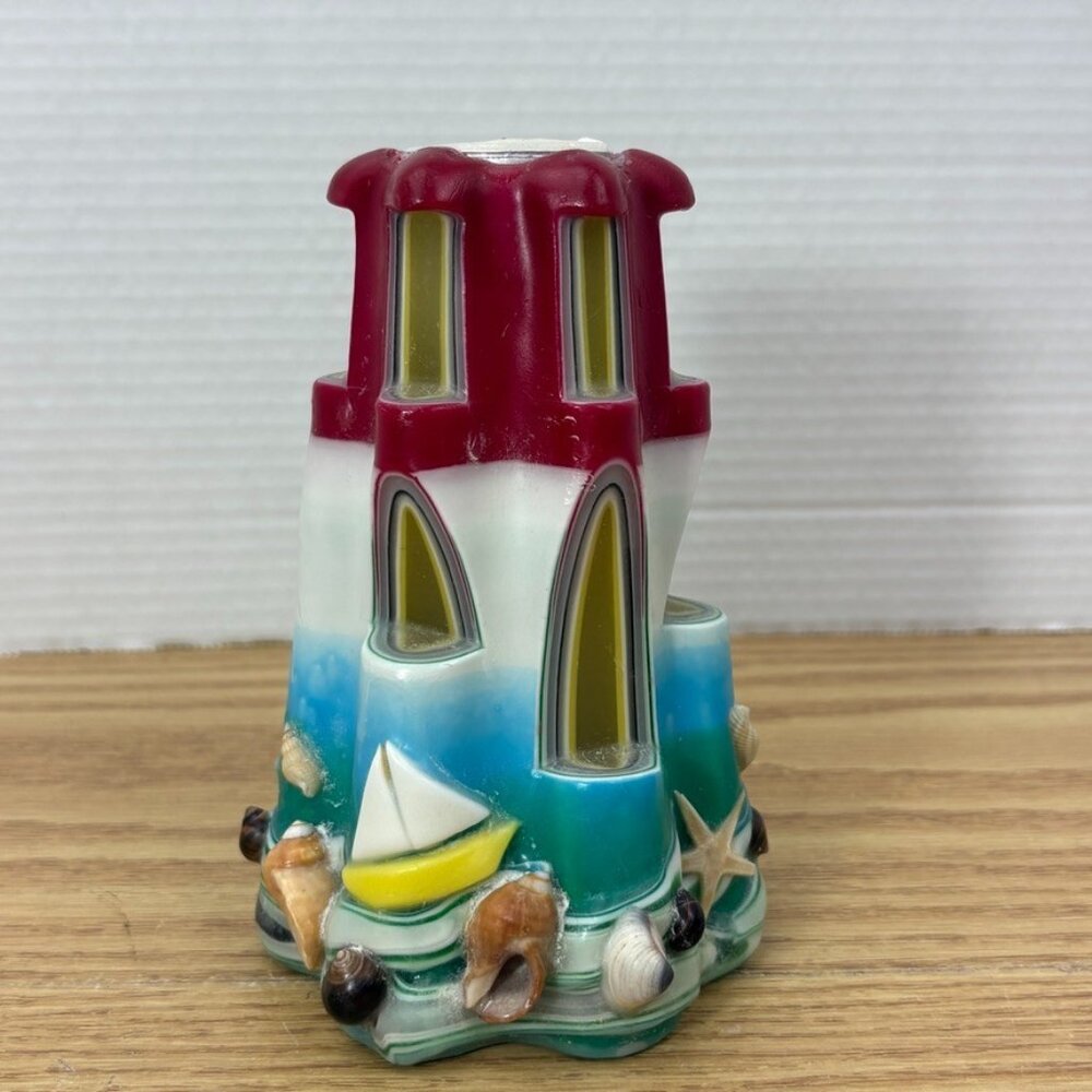 Hand Carved Lighthouse Wax Pillar Candle Tealight The Candle Lady New Brunswick